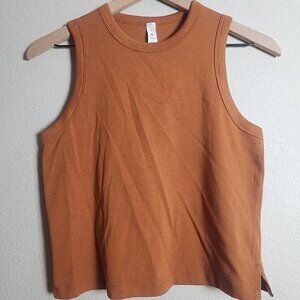 Lululemon Tank Top Womens 2 Brown Rust Linen Blend Sleeveless Muscle Shirt